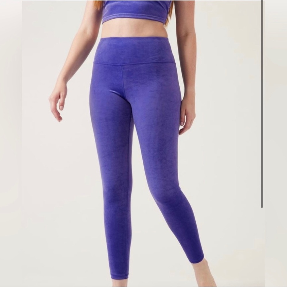 Athleta Velvet Leggings Velour Purple Size Small